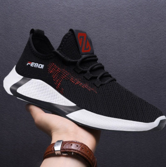 New Sports Shoes - Men's Breathable Casual Mesh Shoes, Comfort Increase Lace-up, Non-slip Low-top Running Shoes