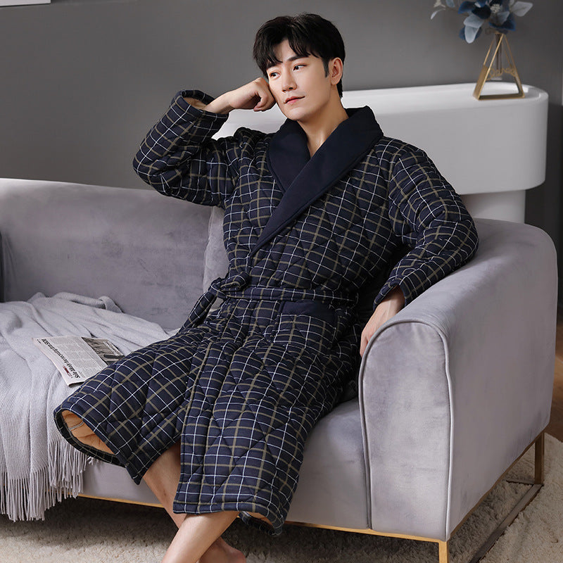 Pure Cotton Long Sleeved Autumn And Winter Bathrobe