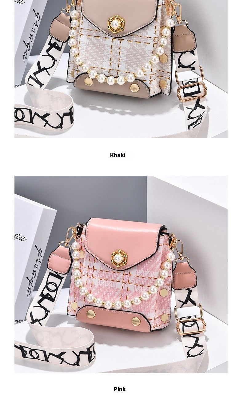 Women's Crossbody Bag --- Girl's Cute Princess Wallet Classic Shoulder Bag Summer Pearl Chain Phone Bag
