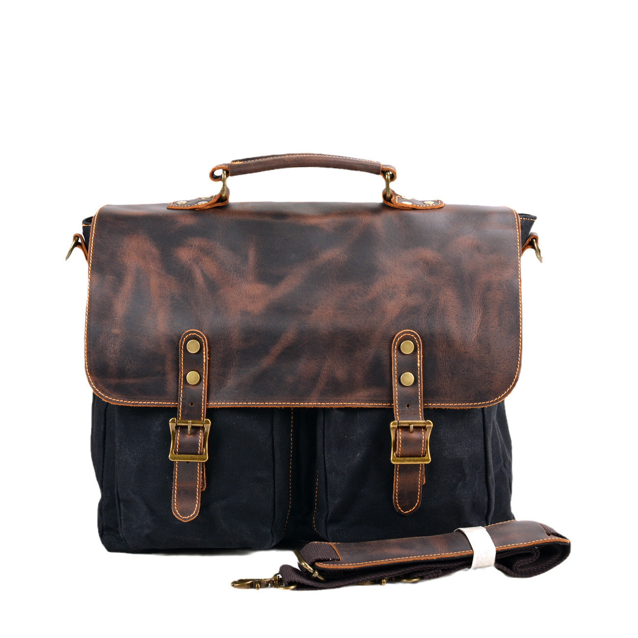 Waterproof Canvas Stitching Leather Briefcase