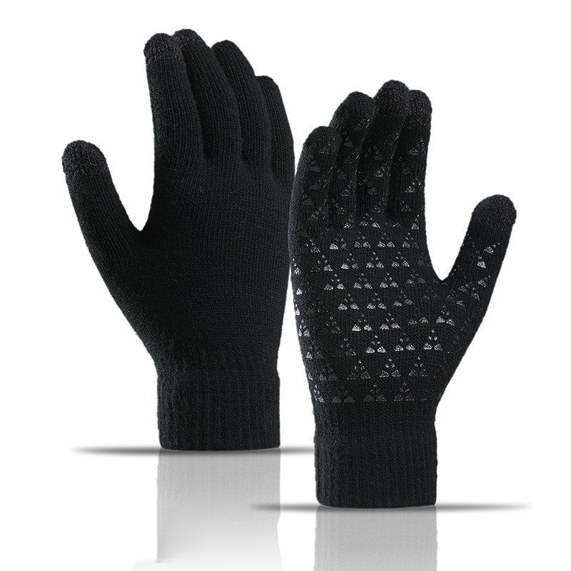 Winter Knitted Gloves For Men And Women Warm - Cycling Anti-Cold Anti-Slip Triangular Offset Warm Gloves