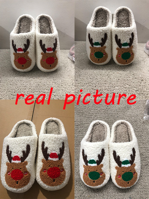 Christmas Shoes - Winter Home Slippers Elk Soft Cozy Bedroom Slipper Slip On House Shoes