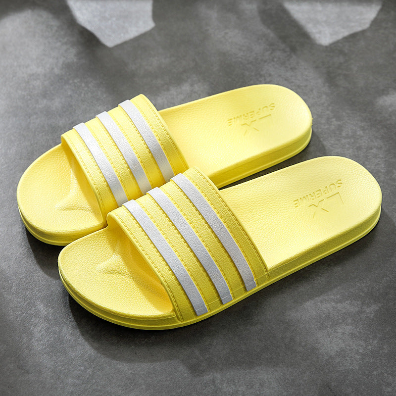 White Stripes Slippers For Women And Men -- Bathroom Slippers Home Shoes