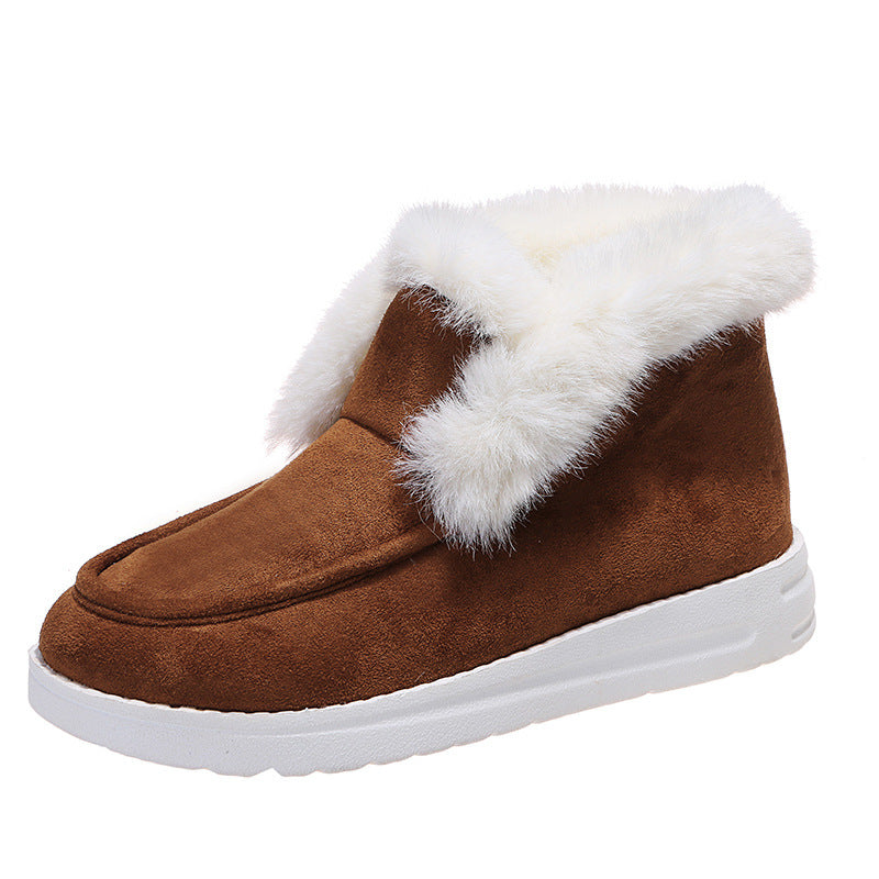 Snow Boots - Warm Winter Shoes, Plush Fur Ankle Boots Women