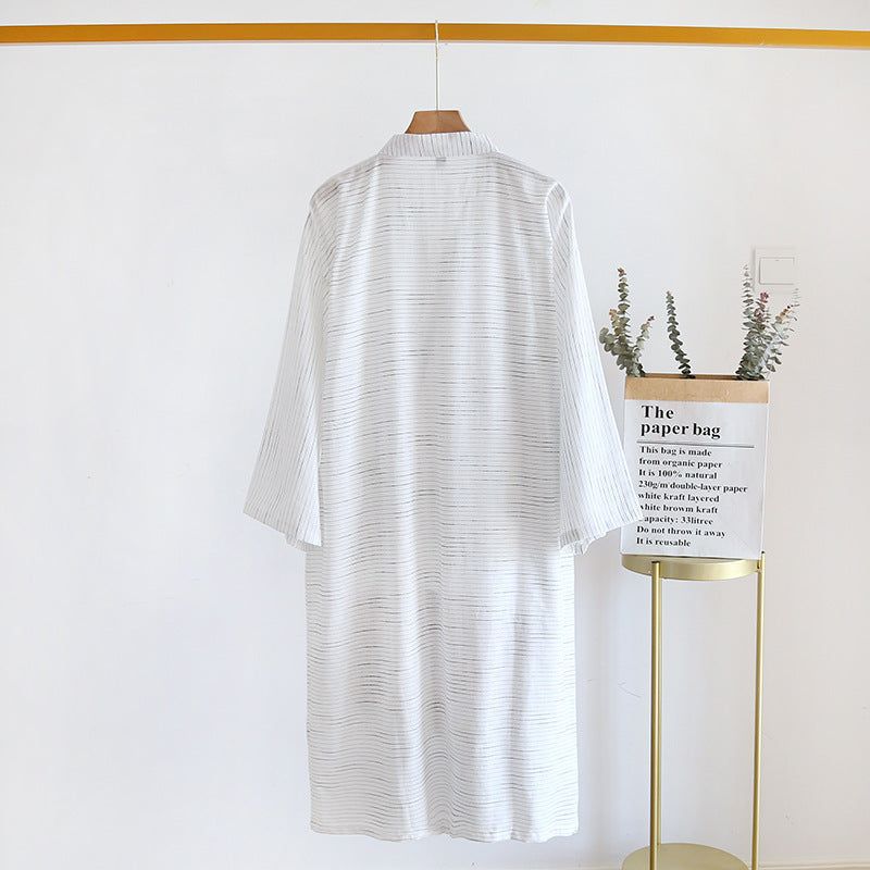 Summer Jacquard Gauze Cotton Kimono - Thin Home Bathrobe Simple