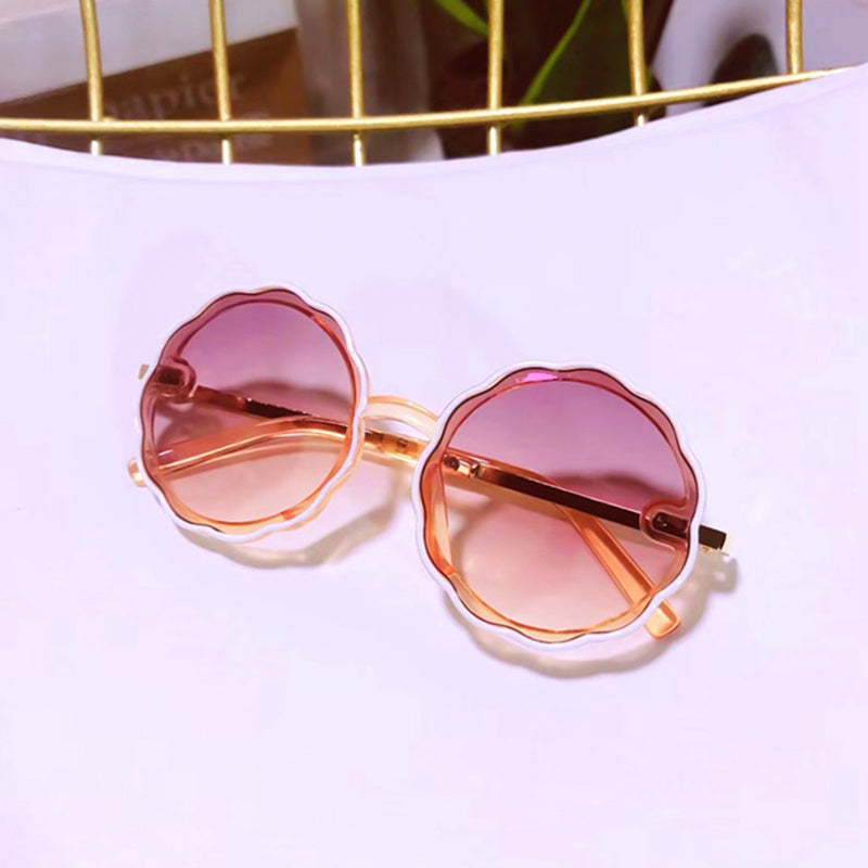 Kids Wave Frame Vintage Round Sunglasses
