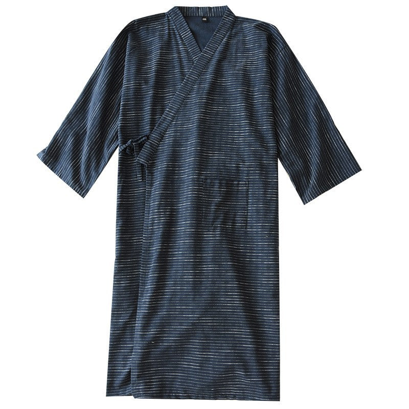 Summer Jacquard Gauze Cotton Kimono - Thin Home Bathrobe Simple