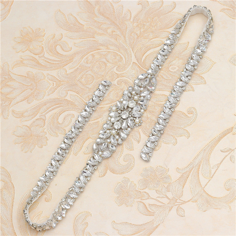 Rhinestone Applique Wedding Belt - Wedding Dress Waist Jewelry
