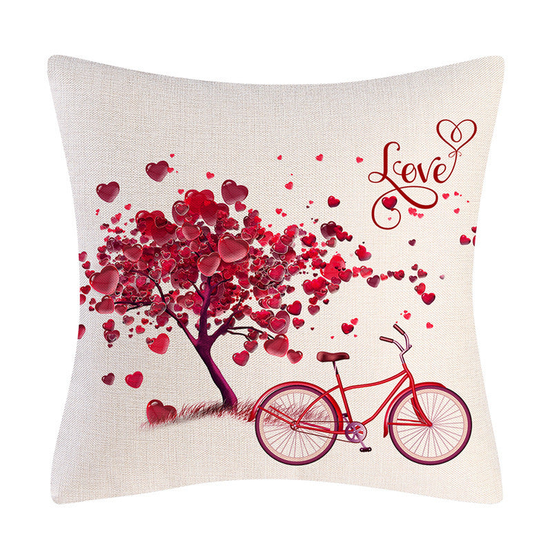 Valentine's Day Linen Cushion Cover - Pillowcase Holiday Gift