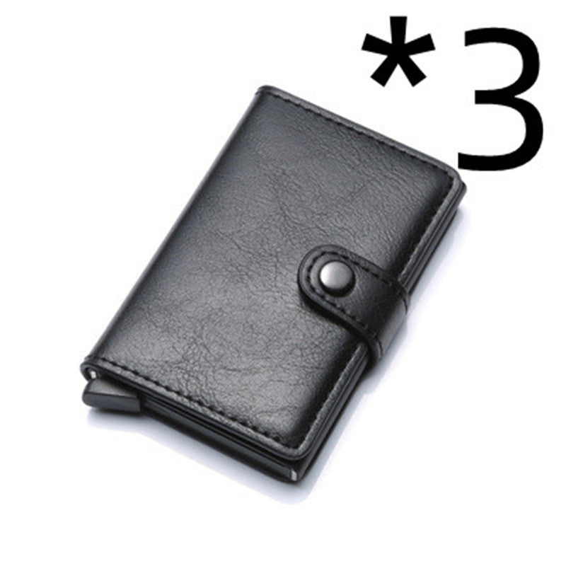 Anti-theft Men Vintage Wallet - Aluminum Metal Purse Leather Cover