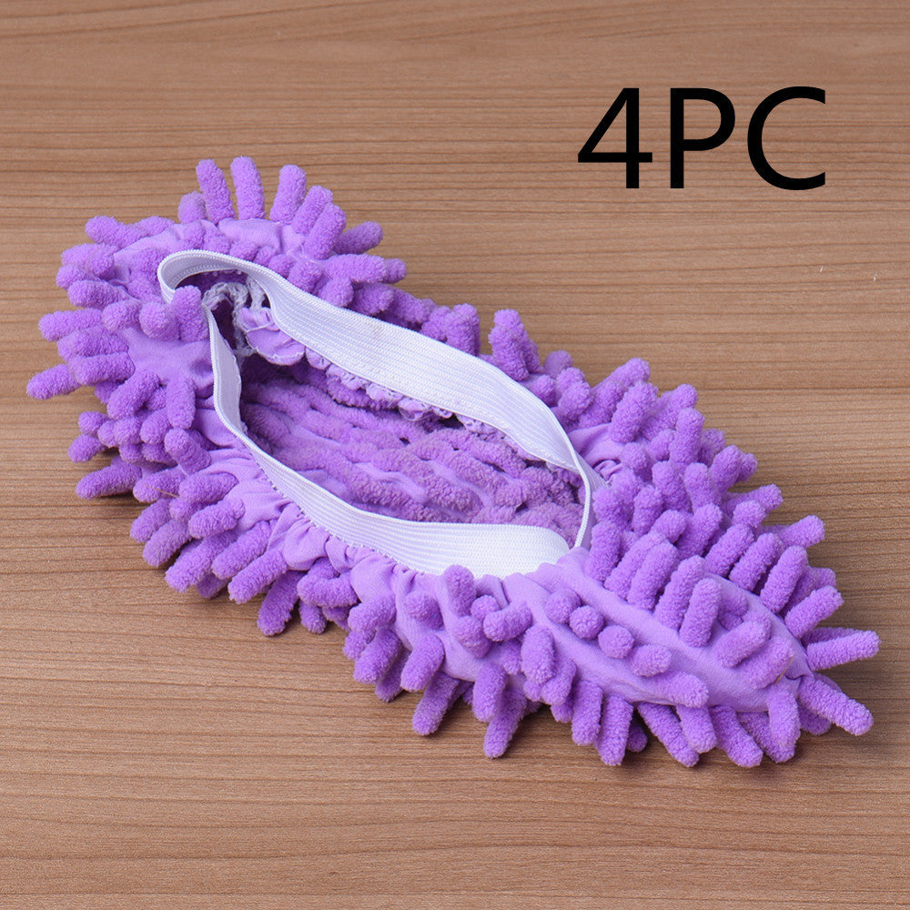 2pcs Set Multifunctional Chenille Micro Fiber Slipper Shoe Covers