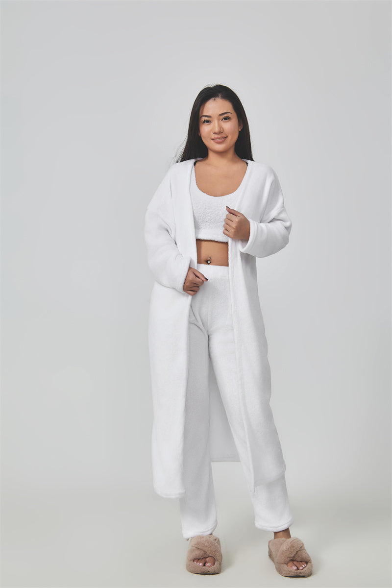 Cozy 3 Piece Lounge Wear Pajama Set - Cute Loungewear, Warm Suit Sets, Matching Set, Lounge Set, 3 Piece Pant Sets, Women Winter Dress