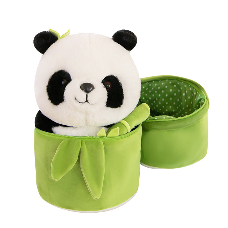 Simulated Bamboo Tube Flower Panda Plush Pillow – Cuteness & Comfort in One