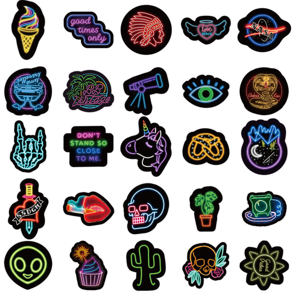 50 Neon Graffiti Stickers - Decorative Waterproof Stickers - JumoShop
