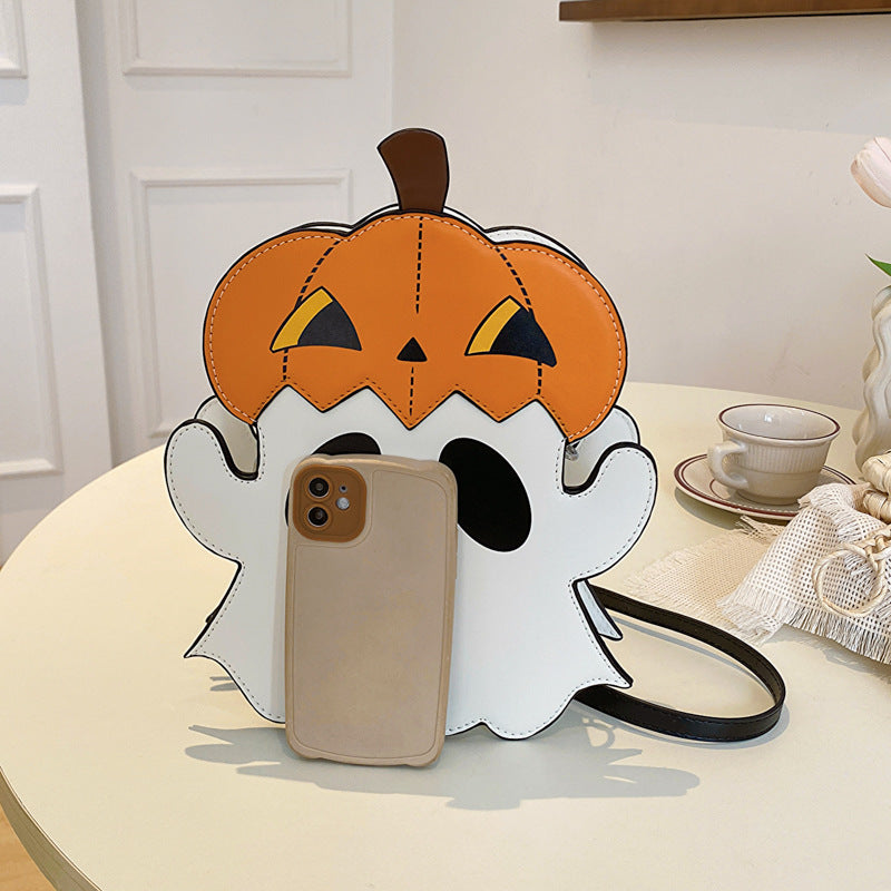 Halloween Shoulder Bags - Creative 3D Cartoon Pumpkin Ghost Design Cute Bags
