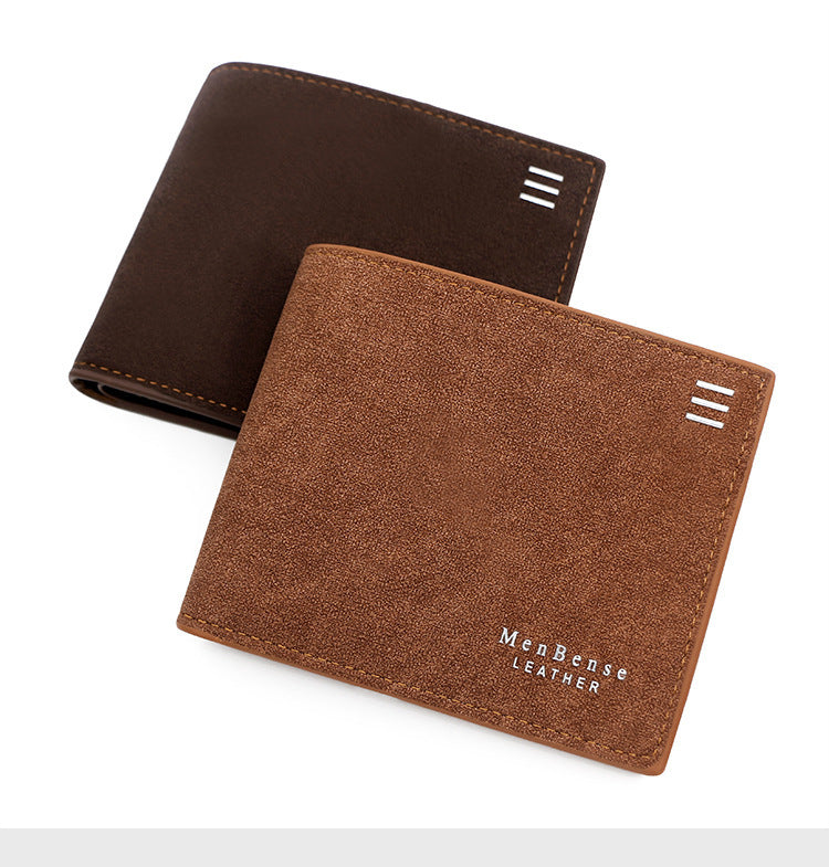 New Personalized Men's Short Wallet - Fashion Silk Screen Wallet Men's Frosted Clutch Wallet