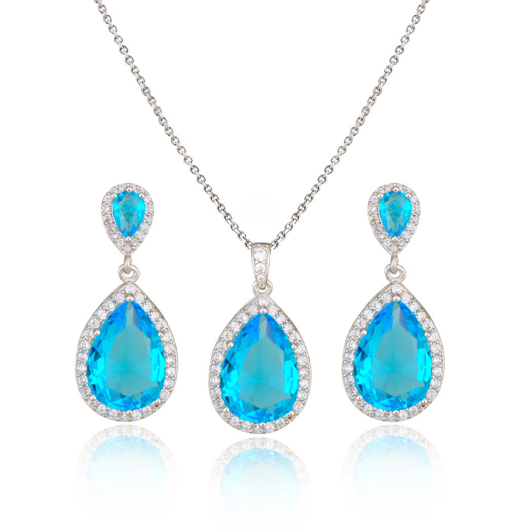 Luxury Bright Zircon Water Drops Wedding Jewelry Set - Bridal Wedding Jewelry Simple Graceful