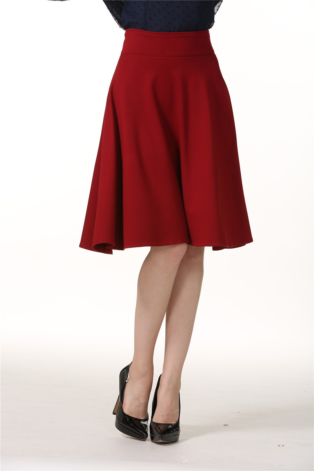All-match Umbrella High Waist Mid-length Skirt