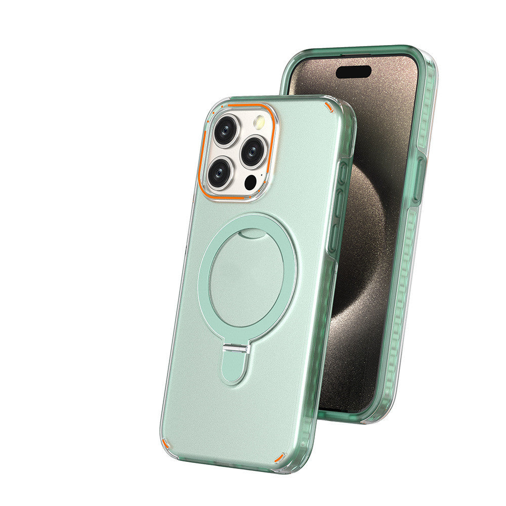 New Colorful Magnetic Bracket Phone Case With Holder Stand - Cover For Magesafe Magnetic Transparent Wireless Charge Case For Phone