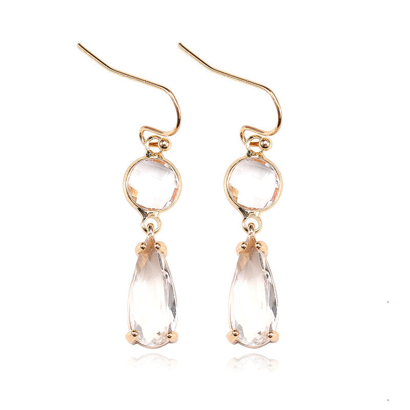 Geometric K9 Crystal Pendant Earrings โ Copper Edging, Korean Style! - JumoShop
