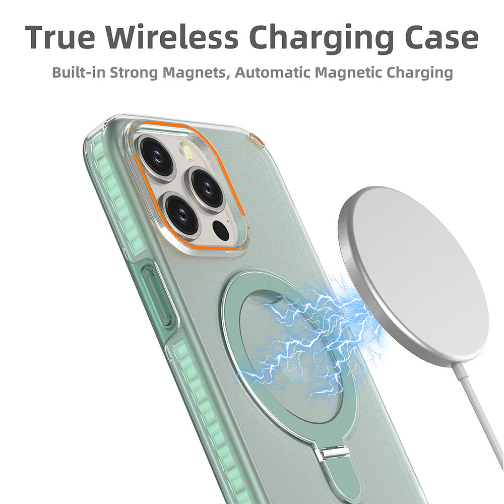 New Colorful Magnetic Bracket Phone Case With Holder Stand - Cover For Magesafe Magnetic Transparent Wireless Charge Case For Phone