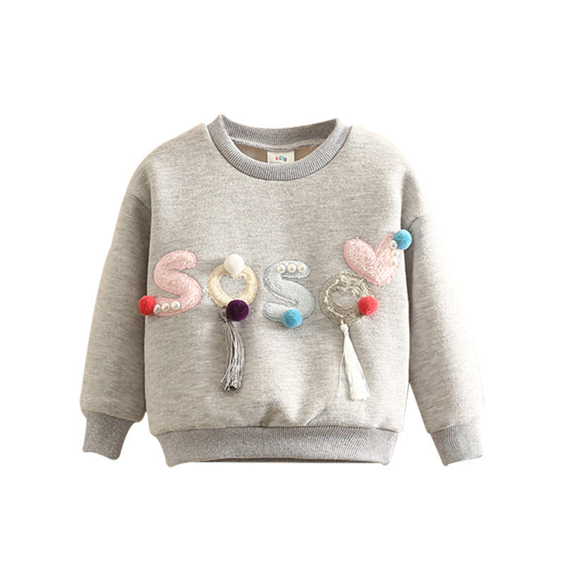 Children Pearl  Plush Velvet Winter Sweatshirt