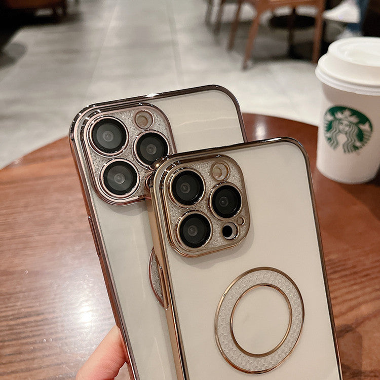 Electroplating Soft Diamond Ring Phone Case -  Drill Leakage Standard Mobile Phone Case Lens Film