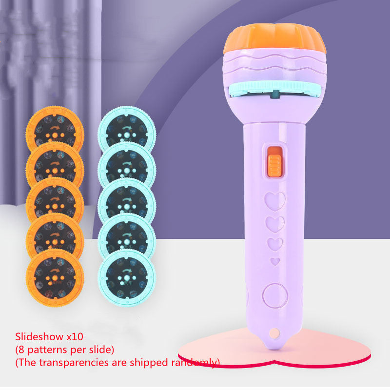 Cartoon Projection Flashlight - 80 Patterns Creative Children Flashlight Toy Projector Baby Toys Bedtime Story Book