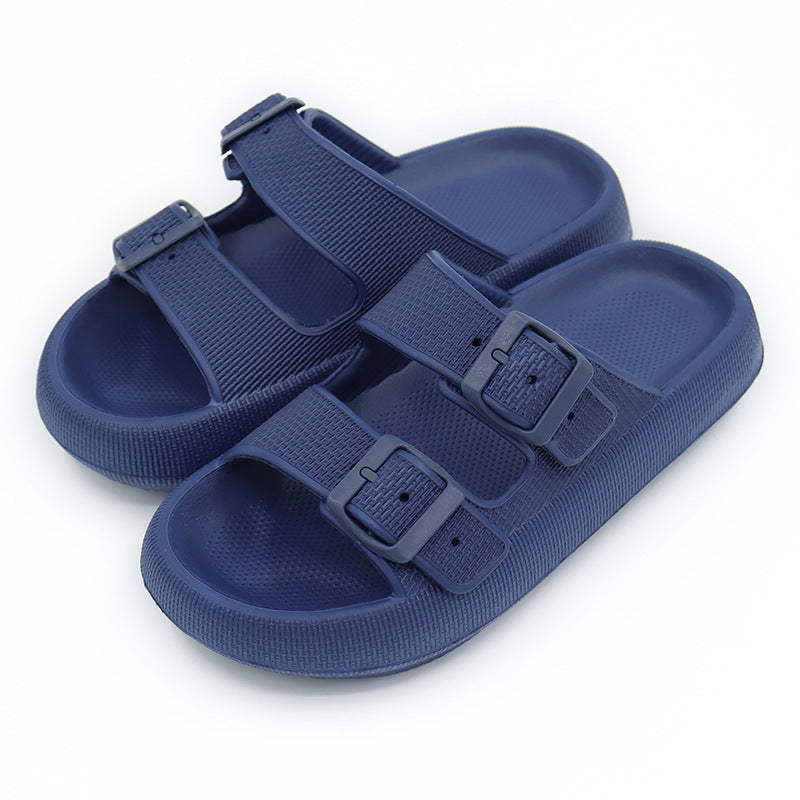Platform Slippers - Women's Summer Buckle Home Shoes