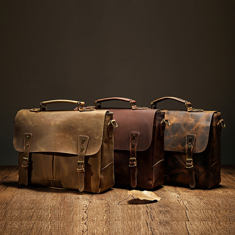 Portable Men's Leather Briefcase
