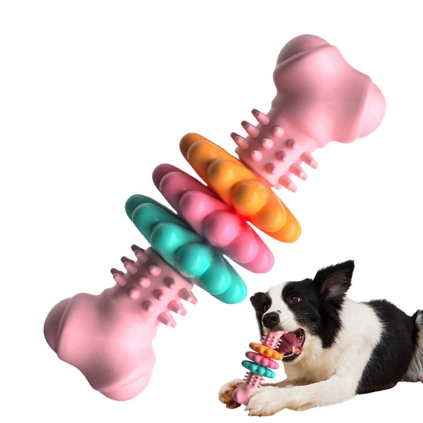 Dog Chew Bone Toy For Teeth Cleaning - Indestructible TPR Bone Chewing Bite Resistant Teething Toys