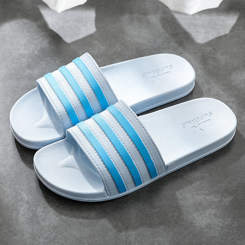 White Stripes Slippers For Women And Men -- Bathroom Slippers Home Shoes