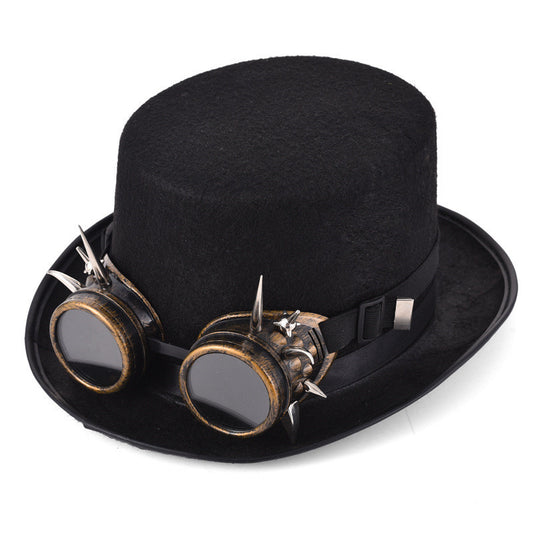 Steampunk Rivet Glasses Top Hat - Goth Punk Magic Hat Retro Clothing Accessories