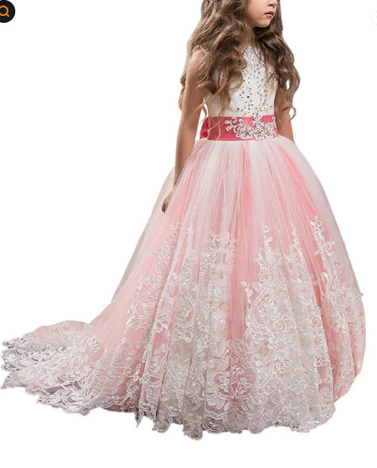 Flowy Children's Lace Ball Wedding Dress