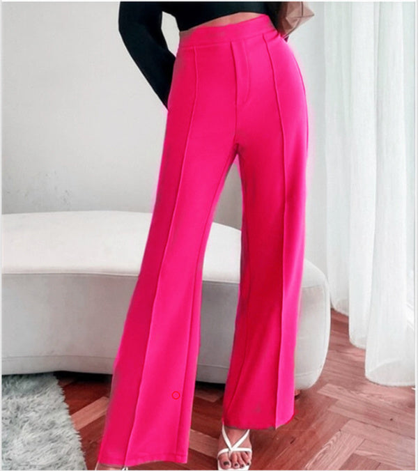 Loose Straight Pants - Women High Waist Casual Trousers