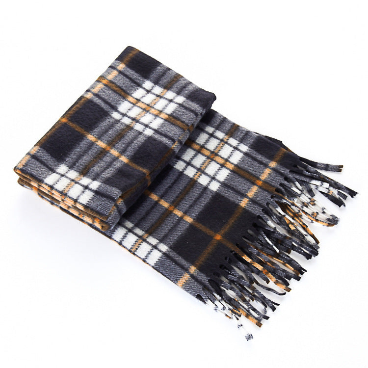 Autumn And Winter Black And White Plaid Plus-sized Thick Thermal Men's And Women's Scarf