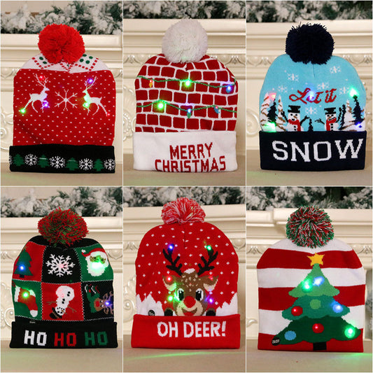 LED Christmas Sweater Beanie Christmas Light Up Knitted Hat - Christmas Gift  Kids Xmas New Year Decorations