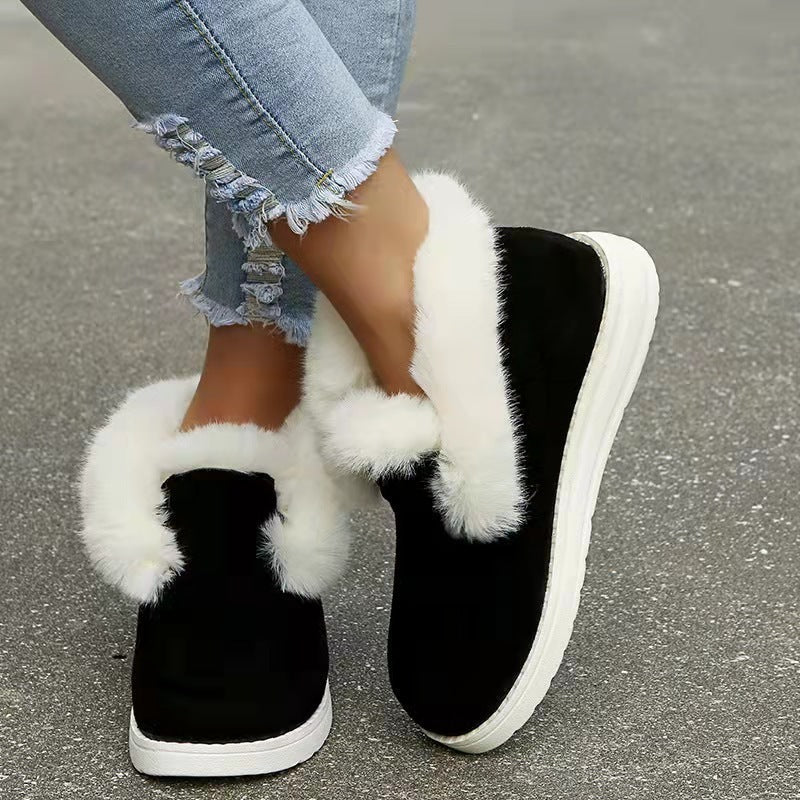 Snow Boots - Warm Winter Shoes, Plush Fur Ankle Boots Women