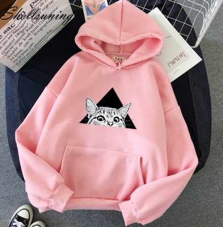 Cat Print Women Hoodie