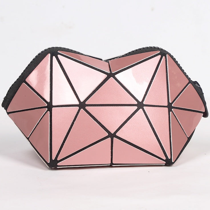 Fashion Geometric Cosmetic Bag For Women - Ladies Zipper Bag Organizer Makeup Cosmetics Lightweight Foldable Travel Make Up Bag