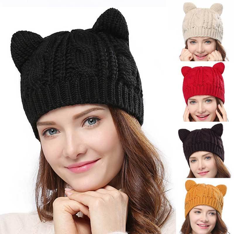 Hand Made 3D Cute Knitted Cap - Ear Beanie For Winter