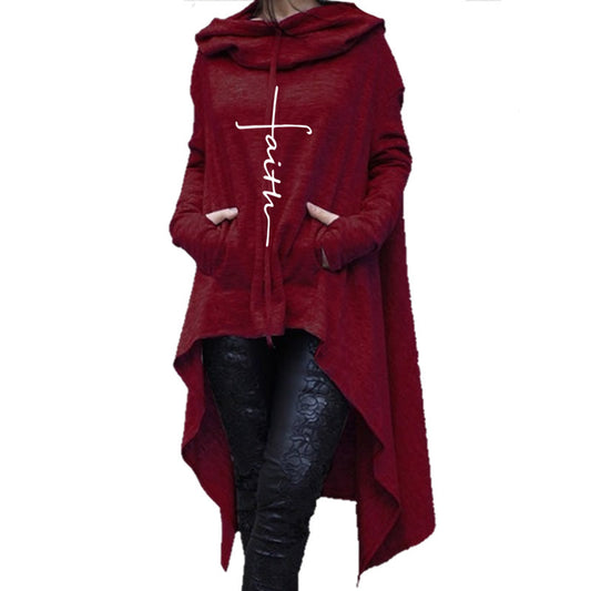 Long Embroidered Cloak Hooded Sweater