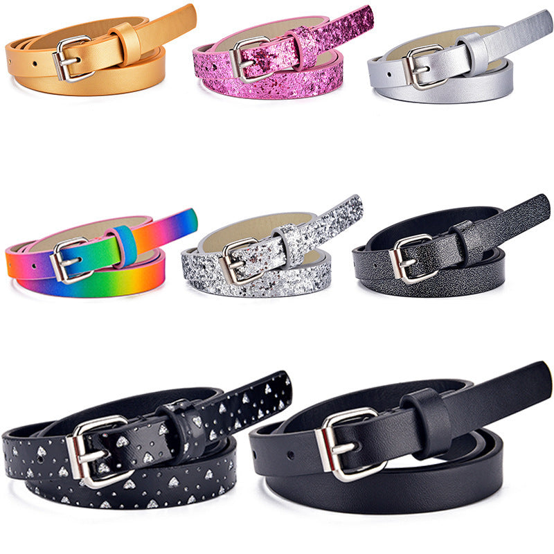 Ladies Kids Belts - Heart Glitter Jeans Belt