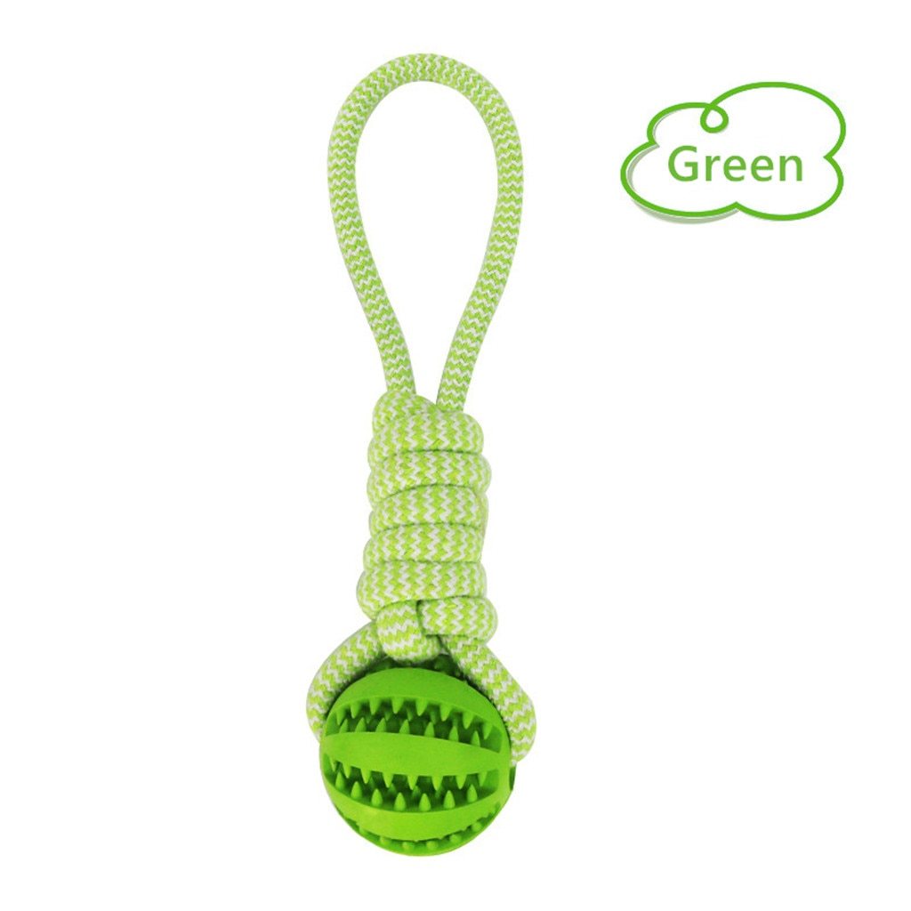 Dog Interactive Treat Rope With Rubber Leaking Balls - Dogs Chewing Bite Resistant Pet Tooth Cleaning