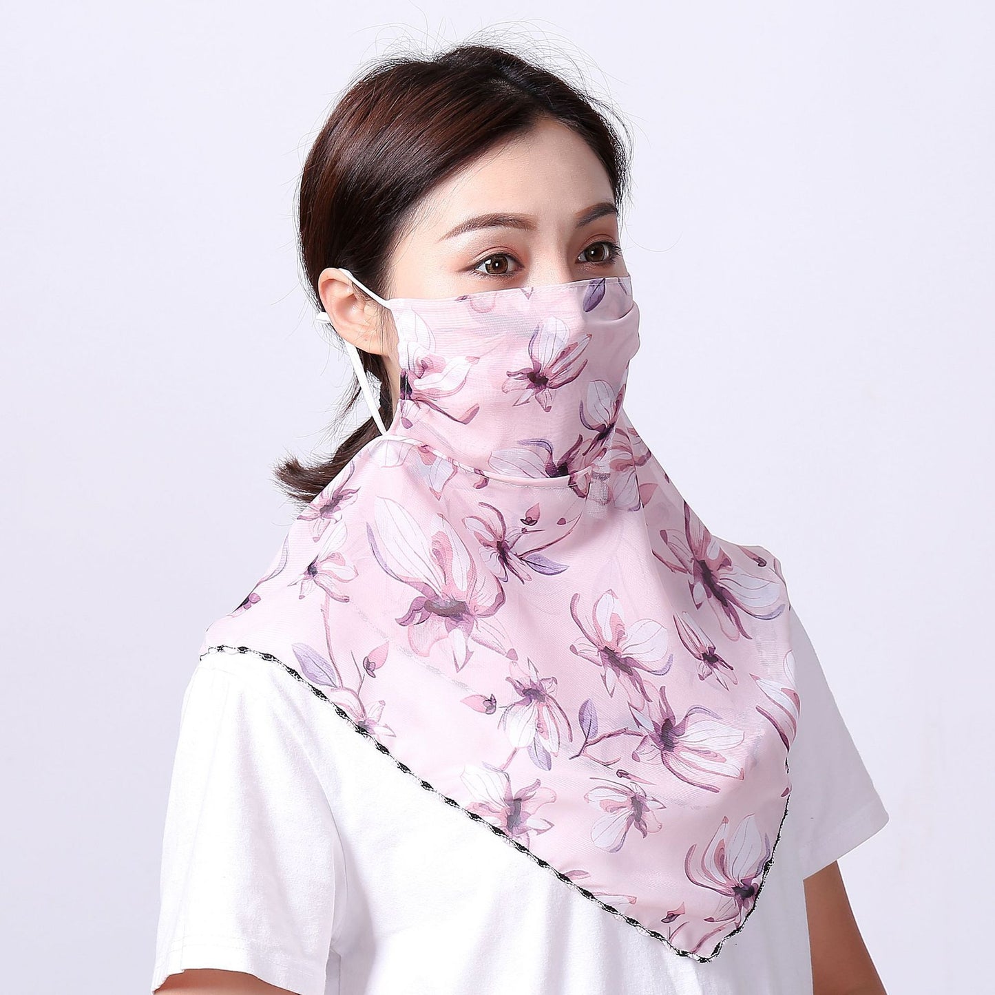 Hanging Ear Thin Face-covering Scarf - Triangle Veil Scarf