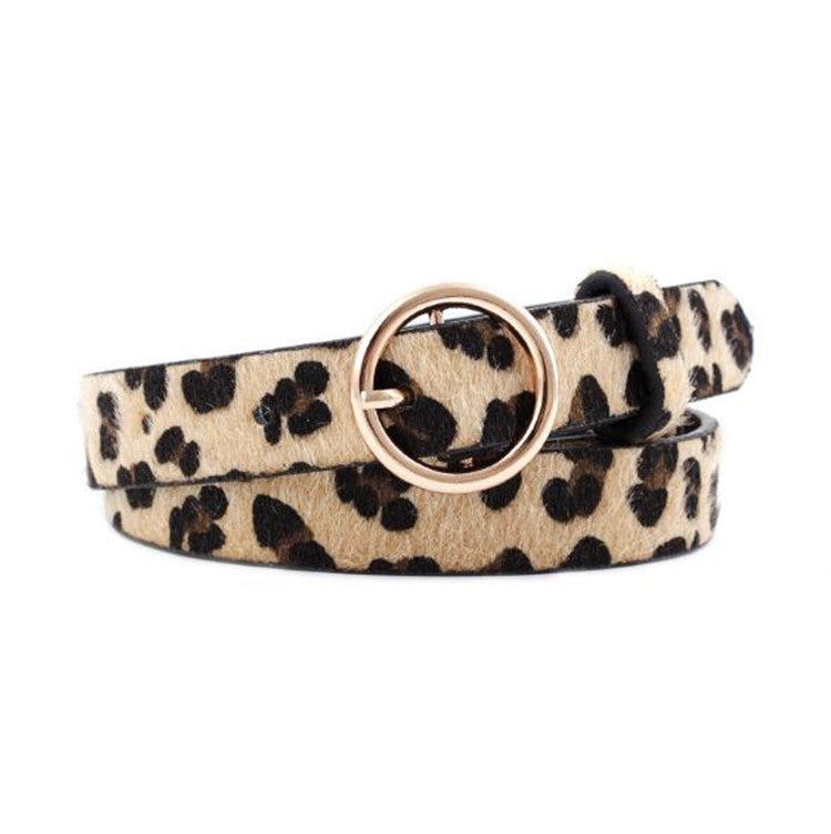 Fashion Round Button Animal Skin Belt - Leopard Zebra Snake Belt