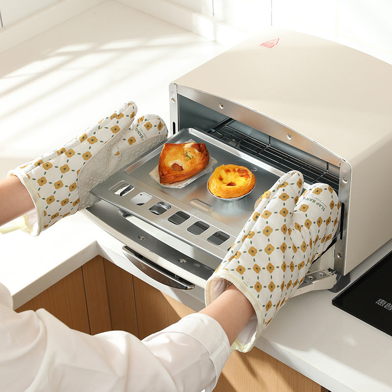 Insulation Gloves Oven Mitts - Anti-Scalding Non-Slip Kitchen Heat Resistant Thickened Cotton Heat Insulation Oven Gloves