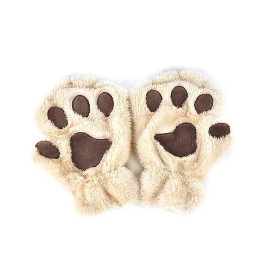 Winter Lovely Half Cover Paw Bear Cat Claw Gloves - Short Finger Gloves
