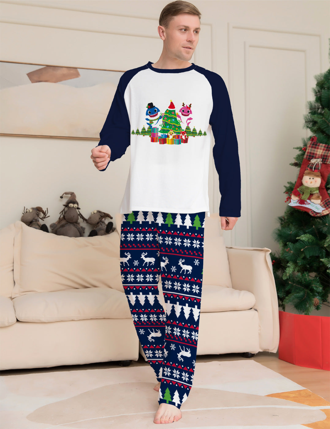 Family Matching Christmas Pajamas Set - Xmas Long Sleeve Sleepwear Nightwear For Couples Kids Baby