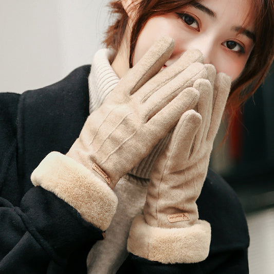 Autumn and Winter Cashmere Full Finger Gloves